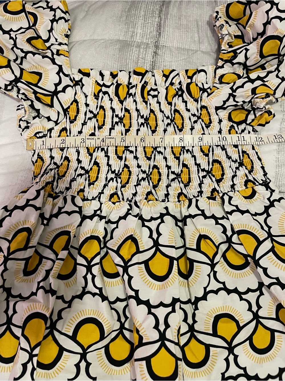 Retro Floral Puff Sleeve Midi Dress Smocked Boho Size Medium - Picture 5 of 8
